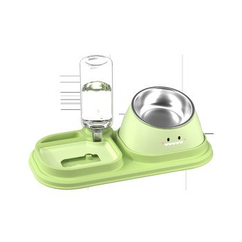 Stainless steel cat bowl and dog bowl, double bowl, cervical vertebra protection, cat bowl, inclined mouth, slow food automatic drinking fountain, three-in-one
a pet bowl