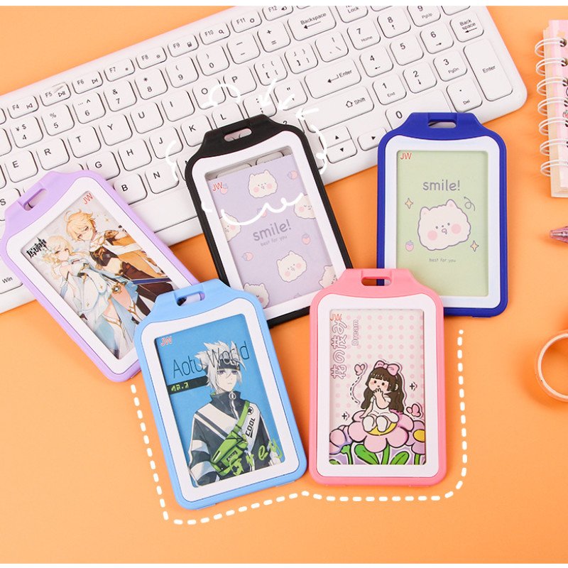 Creative student card holder lanyard ID work tag transparent card holder campus cute colorful small card tag wholesale
