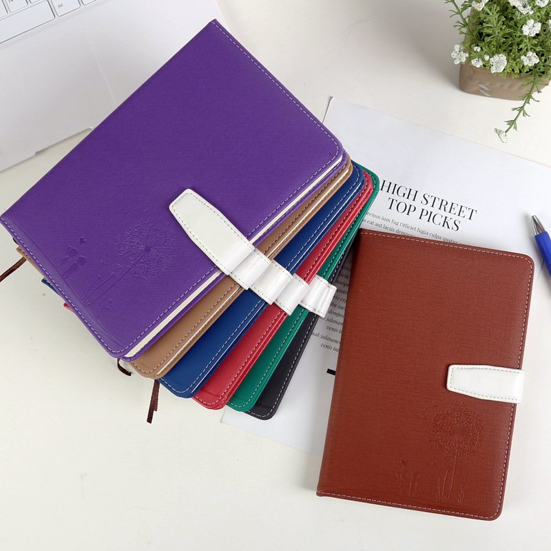 Business office notebook A5 embossed thickened notepad PU soft leather notepad student stationery magnetic buckle book