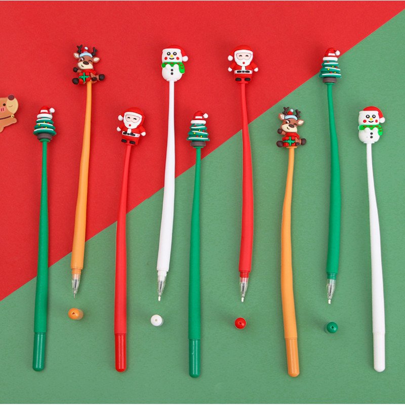 Creative Cartoon Christmas Shaking Pen Silicone Swinging Pen Student Cute High-Looking Interesting Gel Pen Stationery Wholesale