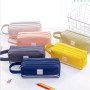 New creative double-layer large-capacity portable pencil bag, simple Oxford cloth double zipper pencil bag, stationery bag, stationery box
