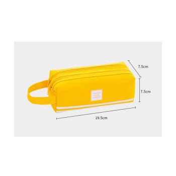 New creative double-layer large-capacity portable pencil bag, simple Oxford cloth double zipper pencil bag, stationery bag, stationery box