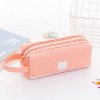 New creative double-layer large-capacity portable pencil bag, simple Oxford cloth double zipper pencil bag, stationery bag, stationery box