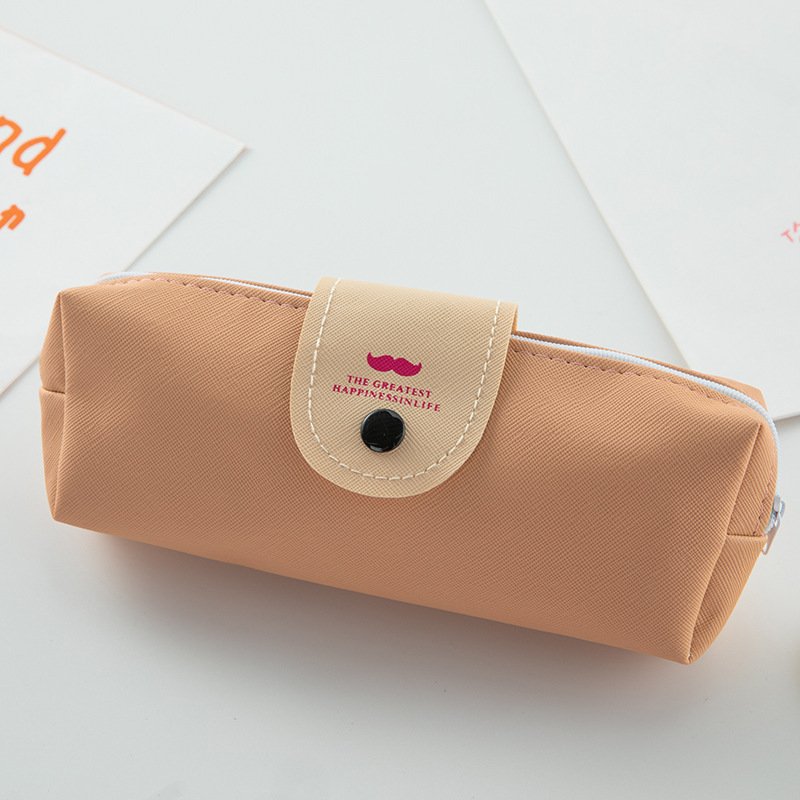 PU snap pencil bag wholesale simple small fresh student stationery bag boys and girls large capacity stain-resistant pencil bag