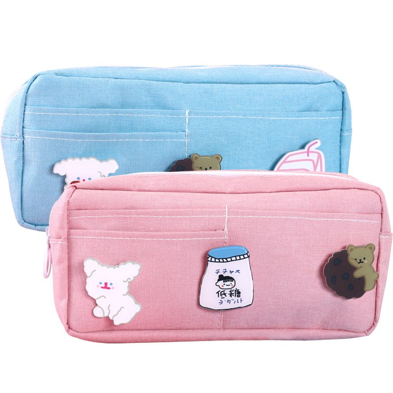 Large Capacity Oxford Cloth Stationery Box Student Cute Storage Dirty-Resistant Pencil Bag Wholesale