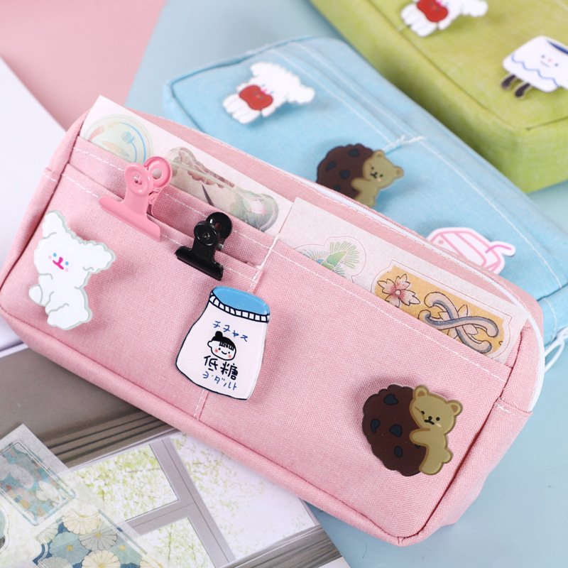 Large Capacity Oxford Cloth Stationery Box Student Cute Storage Dirty-Resistant Pencil Bag Wholesale
