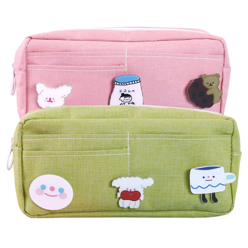 Large Capacity Oxford Cloth Stationery Box Student Cute Storage Dirty-Resistant Pencil Bag Wholesale