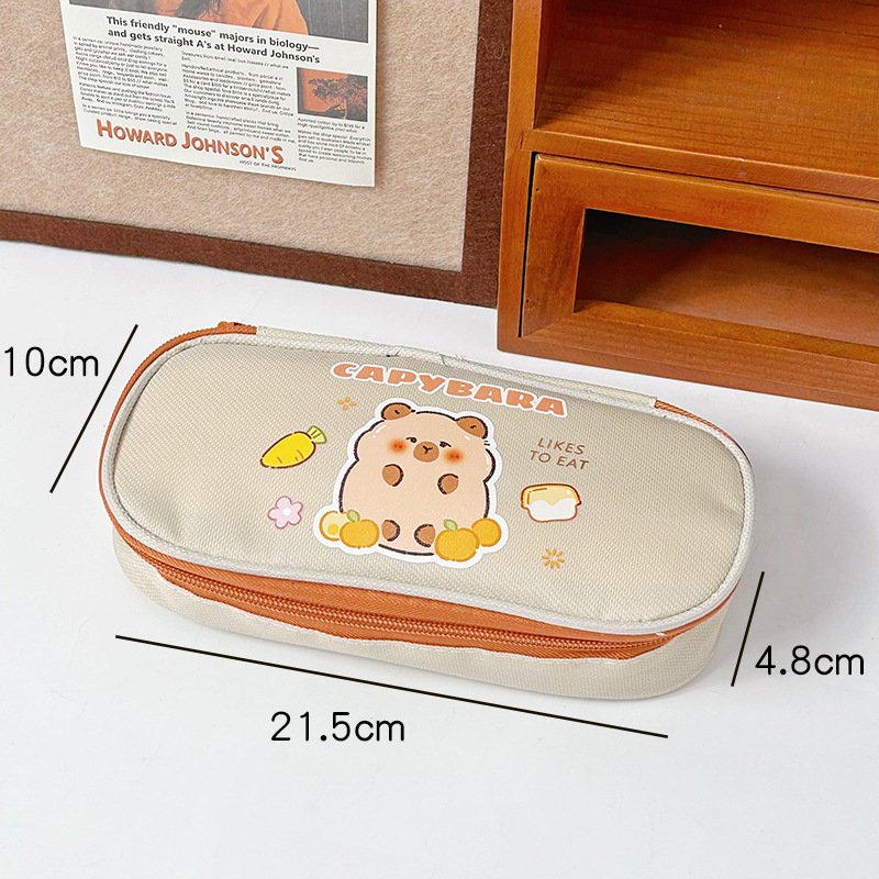 Canvas pencil case large capacity student simple pencil case ins style girly heart
stationery box