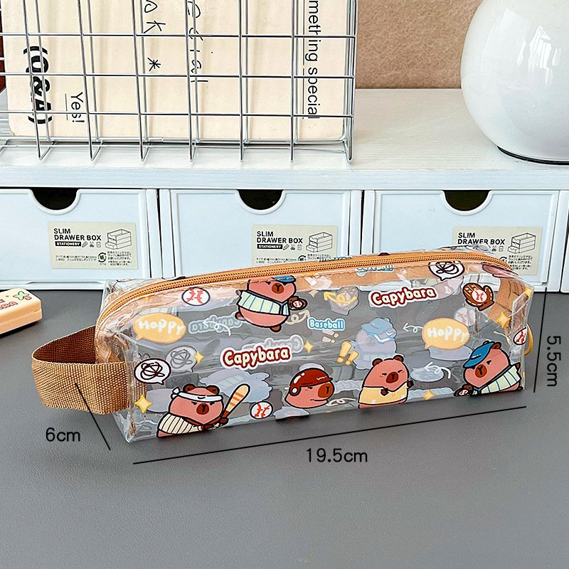 Pencil bag cartoon transparent large capacity stationery bag cute student high-value pencil case pencil bag