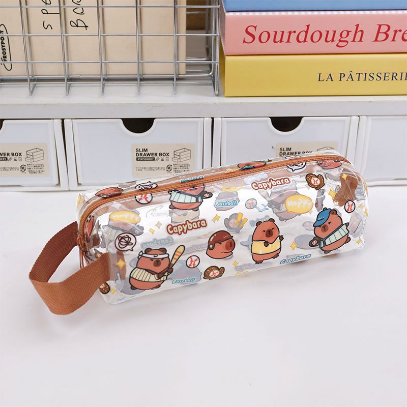 Pencil bag cartoon transparent large capacity stationery bag cute student high-value pencil case pencil bag