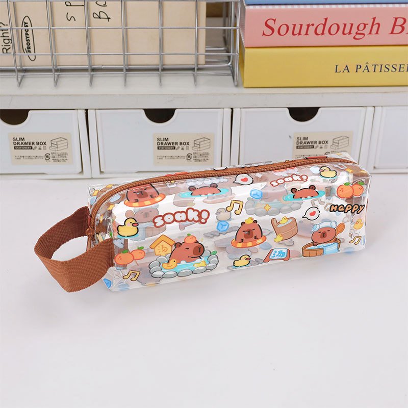Pencil bag cartoon transparent large capacity stationery bag cute student high-value pencil case pencil bag