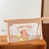 Large-capacity pencil bag cartoon capybara stationery bag ins style transparent cosmetic bag storage bag stationery box