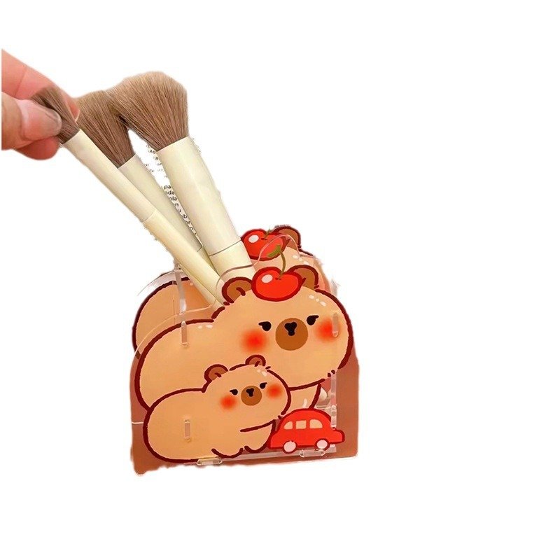 Pen Holder Cartoon Capybara Stationery Box Acrylic Student Pen Box Desktop Storage Box