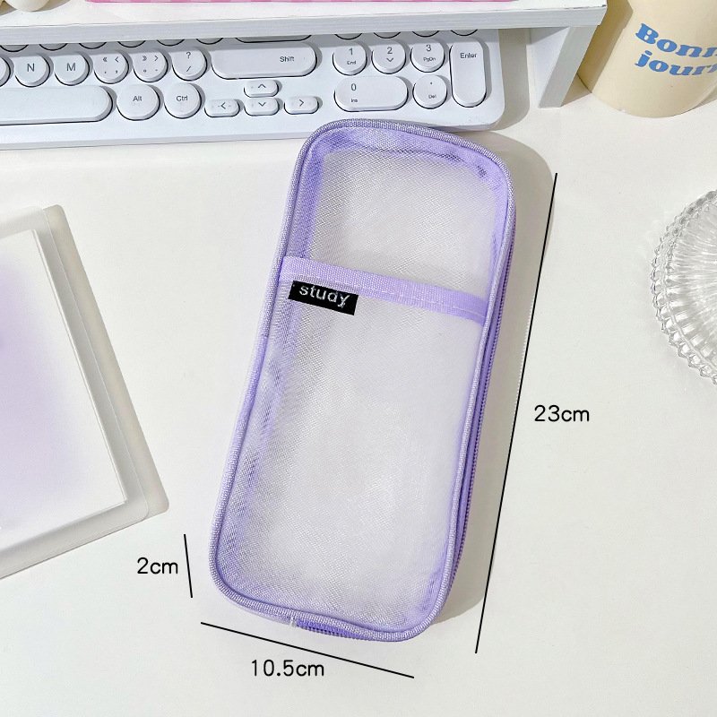 Simple transparent mesh pencil bag student large capacity stationery bag ins Japanese exam special pencil 
Bag stationery box