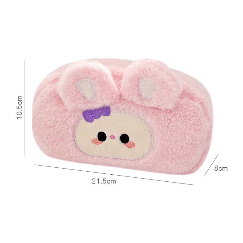 Original cartoon plush pencil bag cute student large capacity stationery bag ins stationery box portable pencil storage bag
