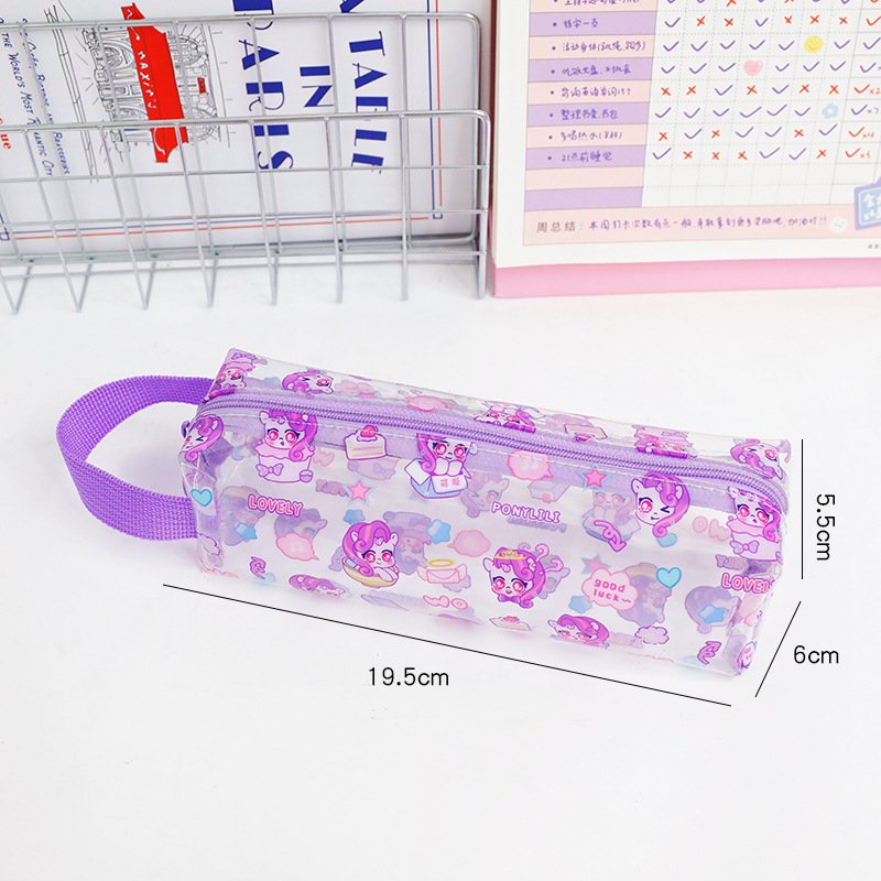 Little Pony Pencil Bag Cute Transparent Large Capacity Stationery Bag Student High-Looking Pencil Case Document Storage Bag