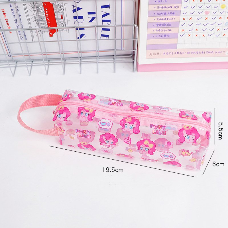 Little Pony Pencil Bag Cute Transparent Large Capacity Stationery Bag Student High-Looking Pencil Case Document Storage Bag