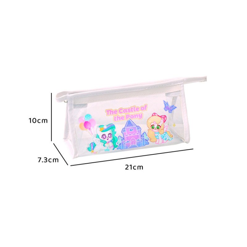 Little Pony Transparent Pencil Bag Student Large Capacity Stationery Storage Bag Cute Pencil Bag Stationery Bag Cartoon Pen Box
