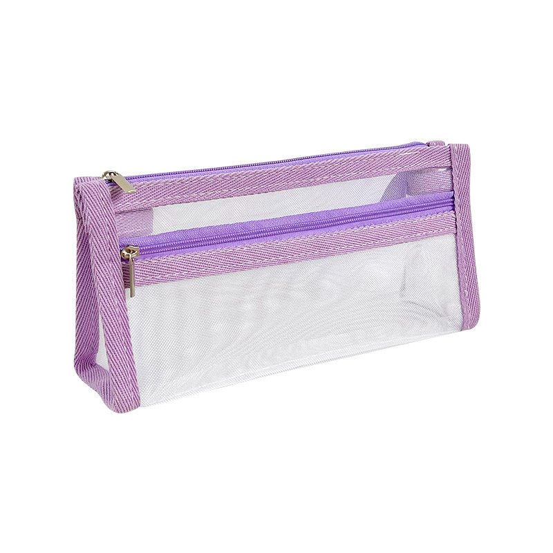 Simple mesh pencil bag student large-capacity transparent pencil case Japanese examination pencil bag stationery bag multi-layer pencil box