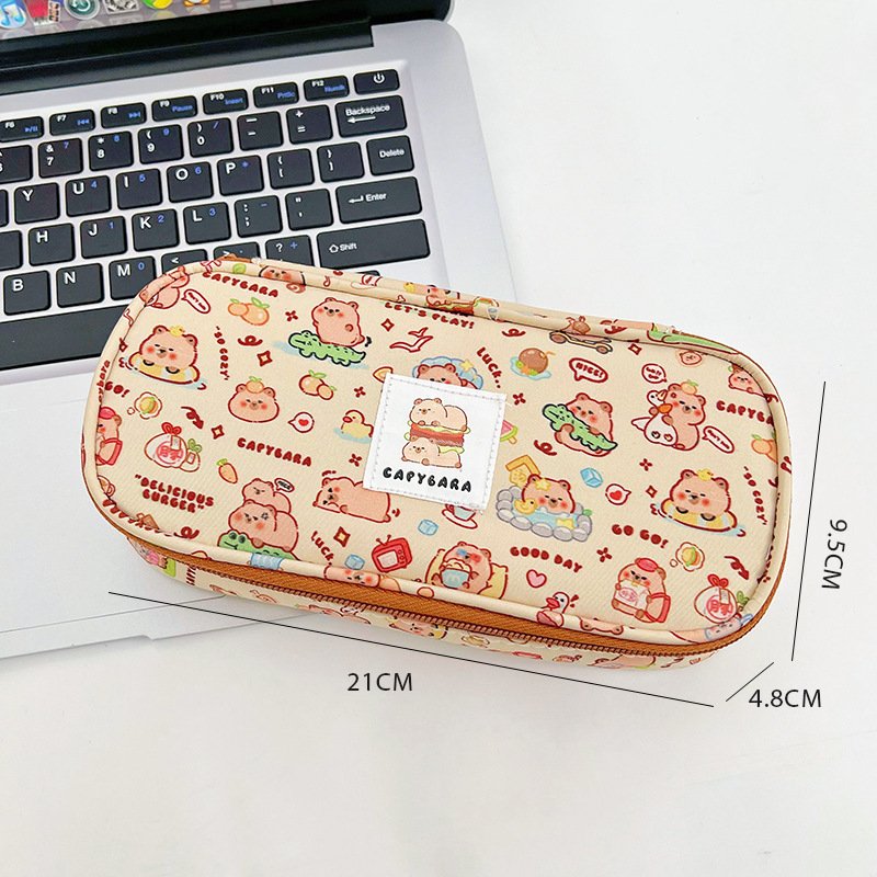 Pencil bag cute large capacity stationery bag student pencil bag cartoon capybara stationery box pencil case