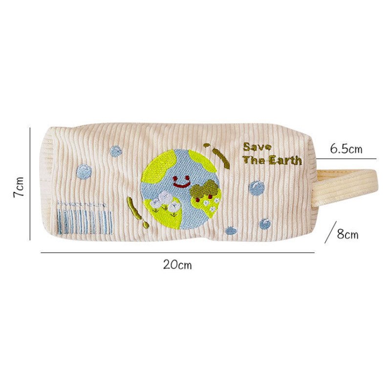 Original Cute Embroidered Pencil Bag Student Large Capacity Portable Stationery Bag Cartoon Stationery Storage Bag Pencil Stationery Box