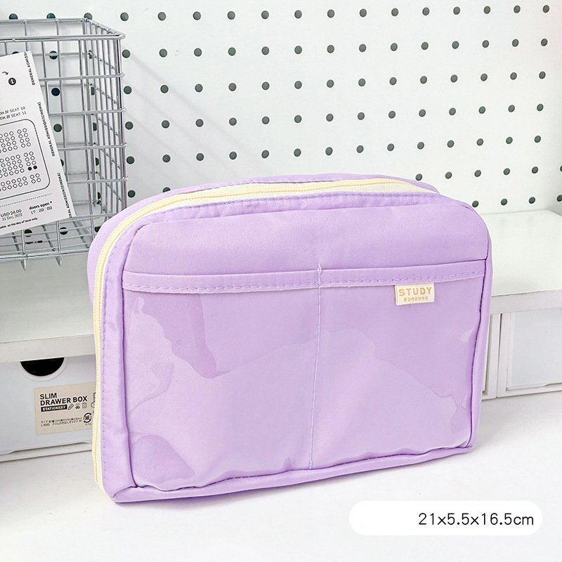 Large-capacity pencil bag high-value stationery bag junior high school girls simple multi-layer stationery box student pencil box