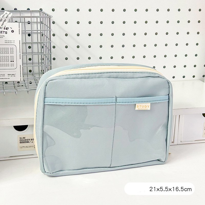 Large-capacity pencil bag high-value stationery bag junior high school girls simple multi-layer stationery box student pencil box