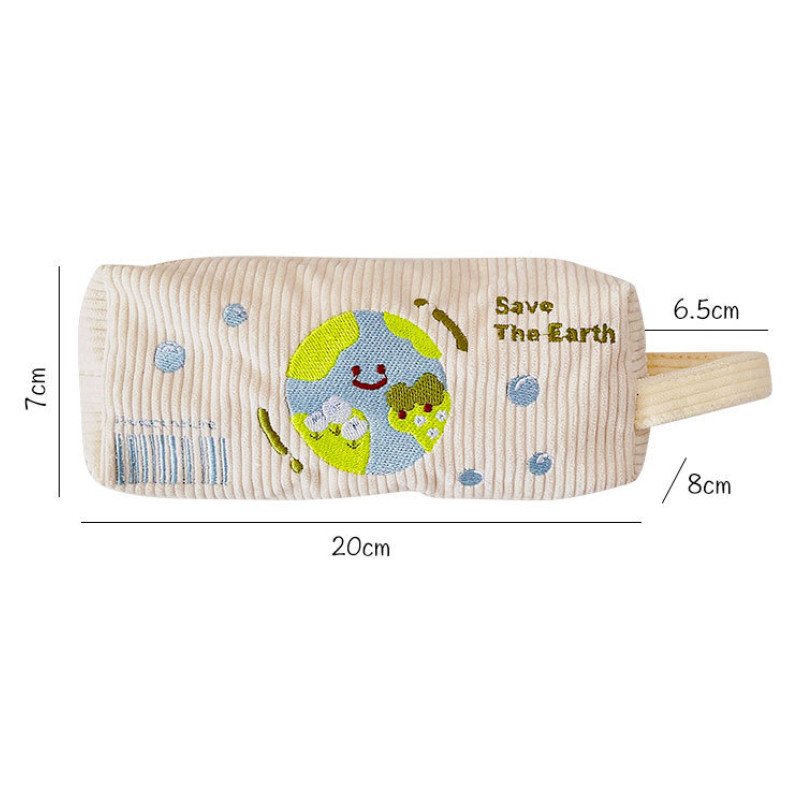 Original planet embroidery pencil bag cute large capacity portable stationery bag cartoon stationery storage bag girl pencil bag