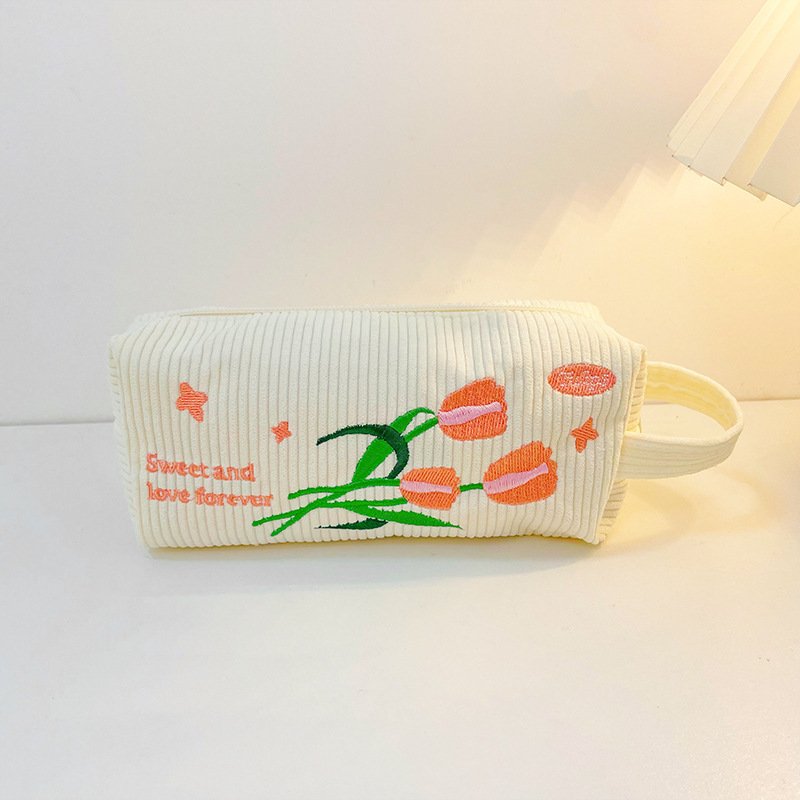 Original planet embroidery pencil bag cute large capacity portable stationery bag cartoon stationery storage bag girl pencil bag