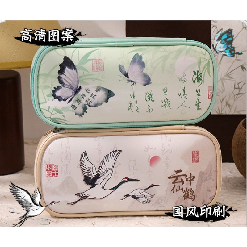 Pencil bag creative retro national trend stationery box student large capacity stationery storage bag pencil bag