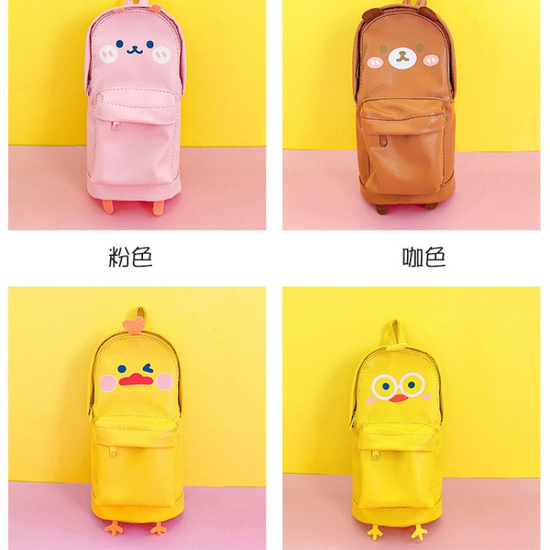 Cartoon Creative School Bag Pencil Bag Girly Heart Multi-Purpose Large Capacity PU Stationery Bag Cute Super Cute Pencil Box