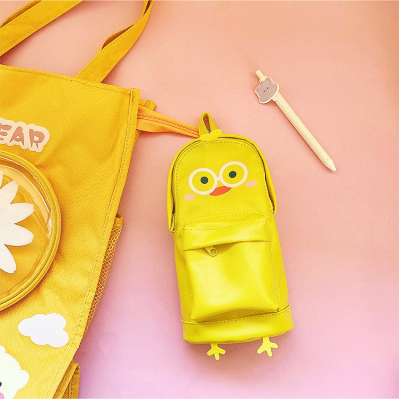Cartoon Creative School Bag Pencil Bag Girly Heart Multi-Purpose Large Capacity PU Stationery Bag Cute Super Cute Pencil Box