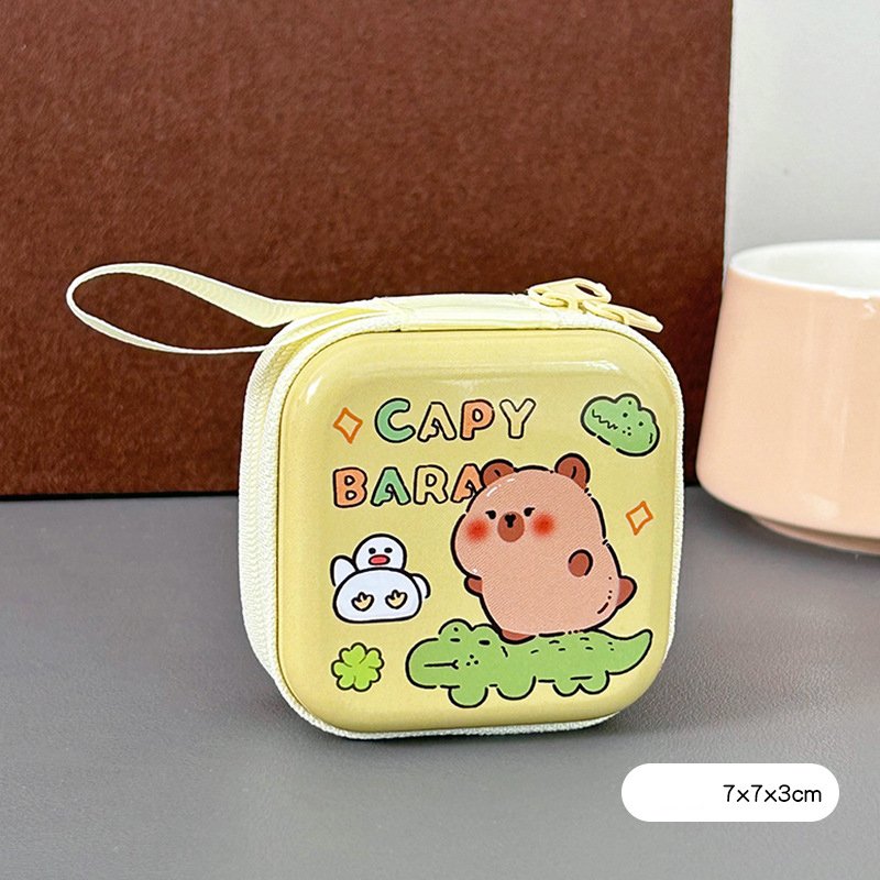 Tinplate Coin Purse Capibara Mini Coin Bag Portable Headphone Bag Cute Capybara Coin 
key bag
