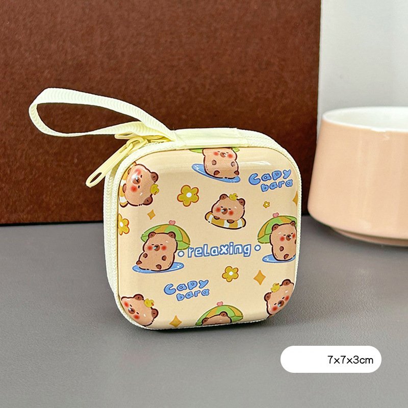Tinplate Coin Purse Capibara Mini Coin Bag Portable Headphone Bag Cute Capybara Coin 
key bag