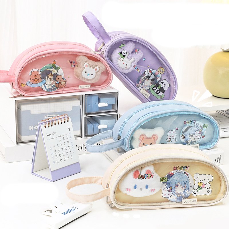 Large-capacity pencil bag two-dimensional diy pain bag for middle school students creative pencil bag classification storage bag