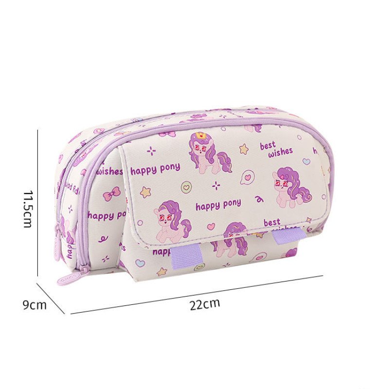 Large-capacity pencil bag, multi-layer storage stationery box, new pony stationery bag, student storage bag, coin purse wholesale