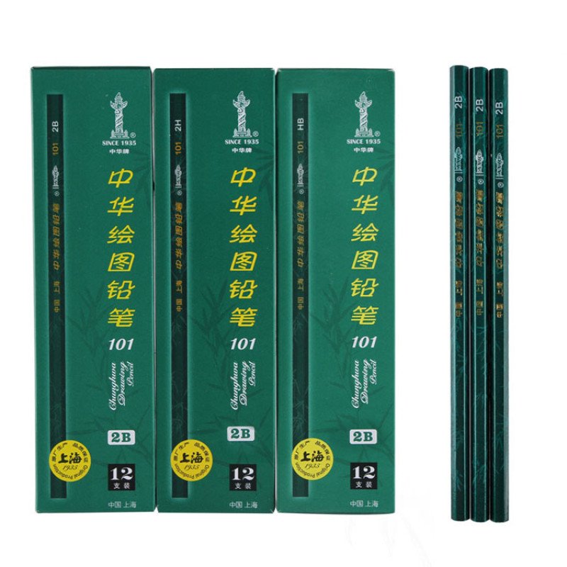101 Zhonghua 2B Drawing and Painting Pencils 12 Boxed Wooden Student Stationery Supplies Wholesale