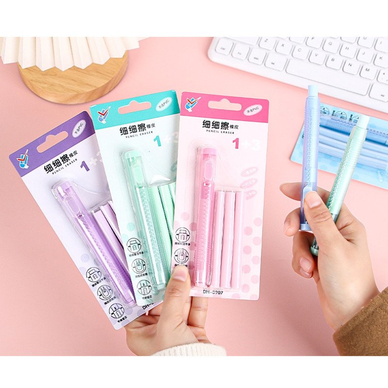 New push-button eraser set, traceless student replaceable retractable eraser, student gift stationery