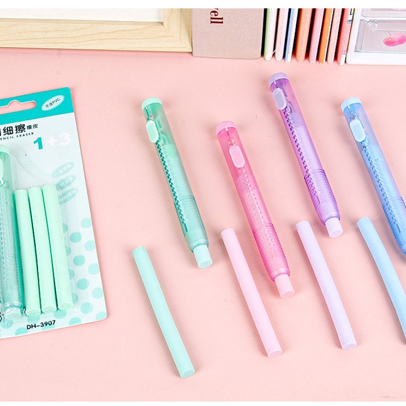 New push-button eraser set, traceless student replaceable retractable eraser, student gift stationery