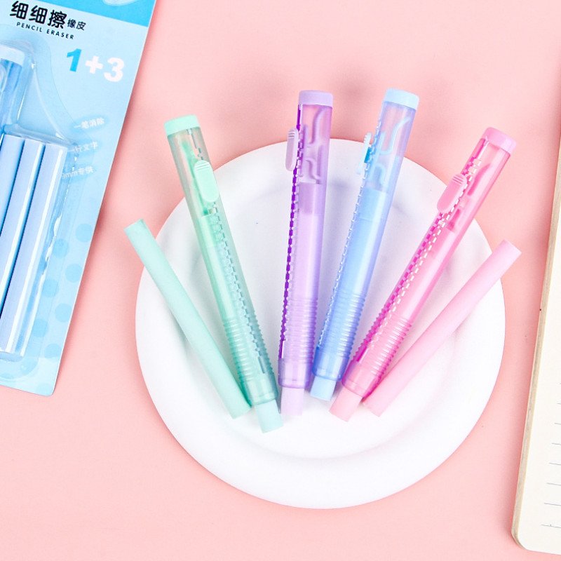 New push-button eraser set, traceless student replaceable retractable eraser, student gift stationery