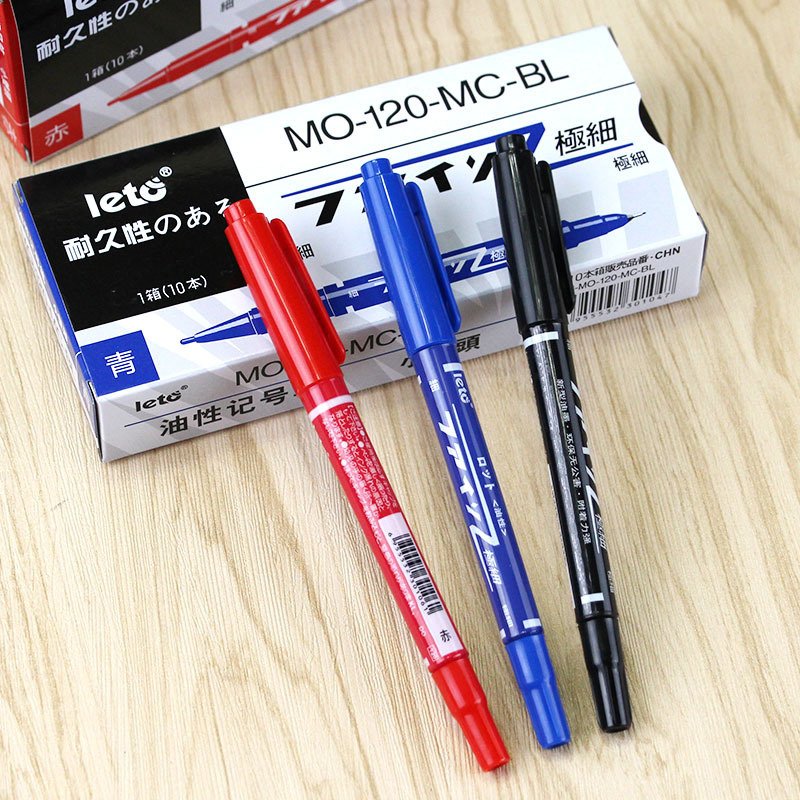Water-based small double-ended marker student office large capacity black/red/blue hook pen marker pen stationery wholesale