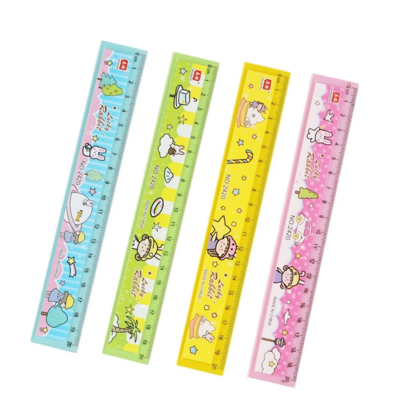 Student cartoon ruler stationery supplies children's high-looking 20cm plastic ruler with wavy line drawing
