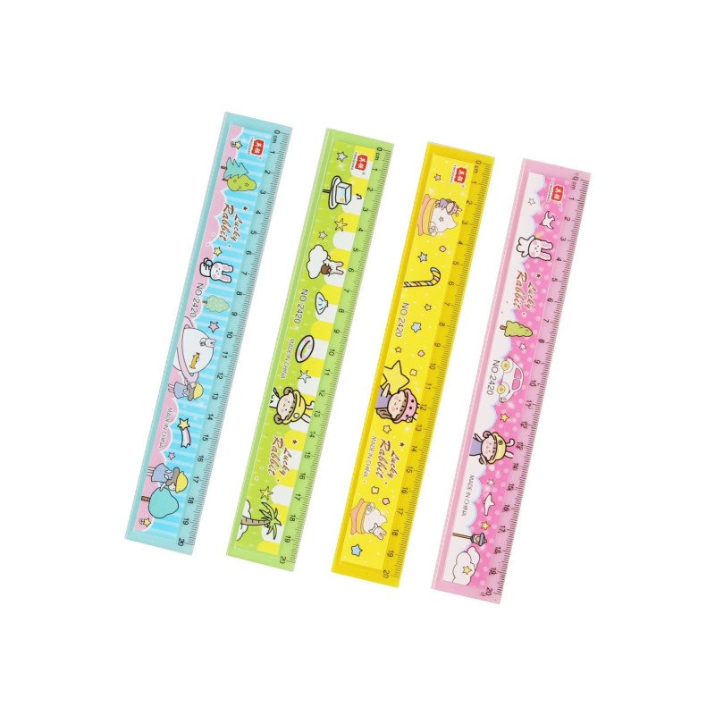 Student cartoon ruler stationery supplies children's high-looking 20cm plastic ruler with wavy line drawing