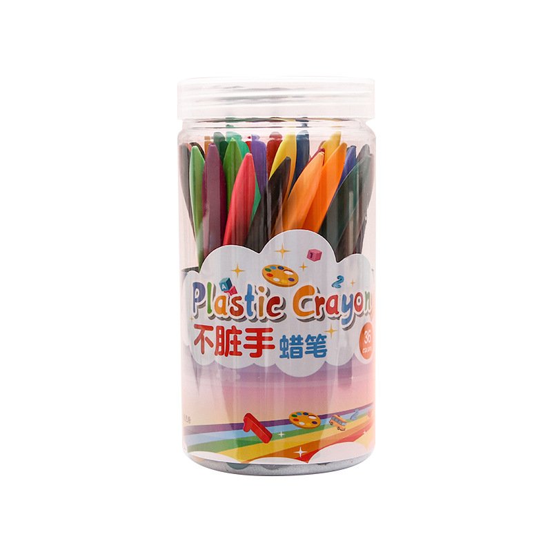Children's non-dirty hand plastic crayon 12/24/36 color tube painting graffiti color pen oil pastel stationery