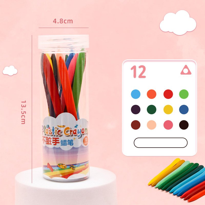 Children's non-dirty hand plastic crayon 12/24/36 color tube painting graffiti color pen oil pastel stationery