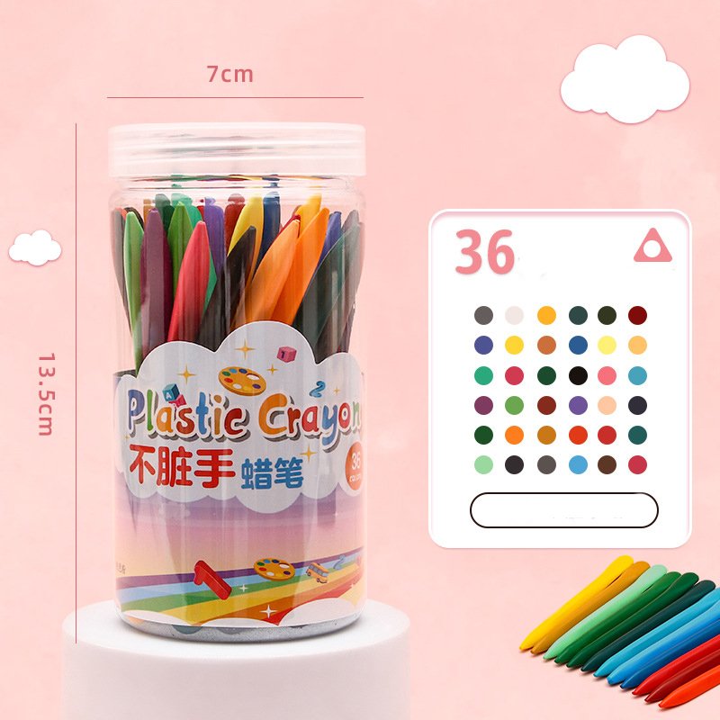 Children's non-dirty hand plastic crayon 12/24/36 color tube painting graffiti color pen oil pastel stationery