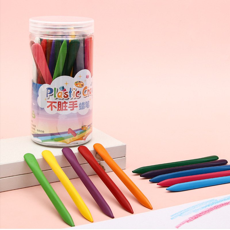 Children's non-dirty hand plastic crayon 12/24/36 color tube painting graffiti color pen oil pastel stationery