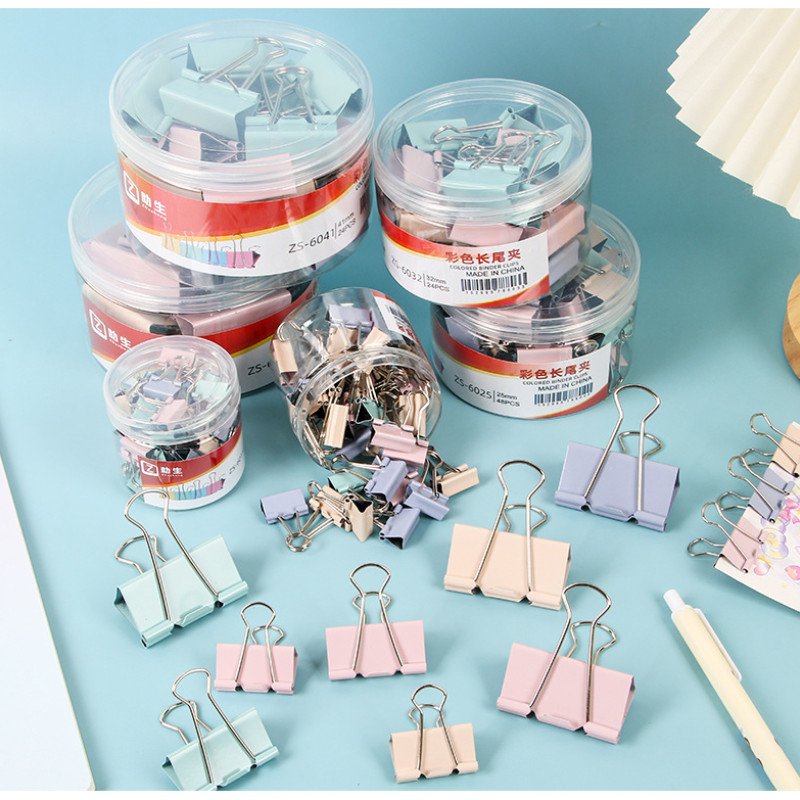 Morandi color long tail clip metal bill information clip stationery test paper iron clip dovetail clip office supplies