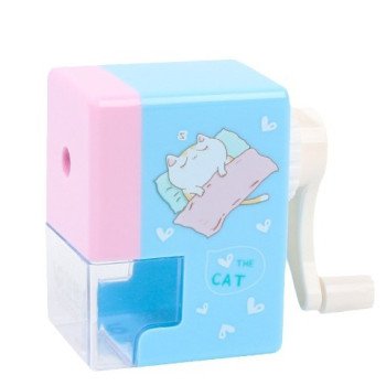 Creative hand-cranked pencil sharpener, automatic pen entry, labor-saving, cartoon style pencil sharpener for primary school students, learning stationery wholesale