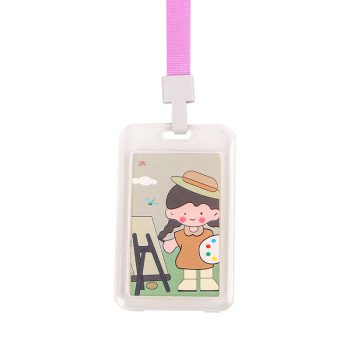 Creative cartoon transparent ID card holder for students with lanyard waterproof employee work badge bus card holder wholesale